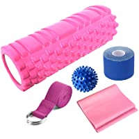 Lixada Rodillo de Yoga 5 PCS Kit Rodillo Bola Puntiaguda Correa de Estiramiento Banda de Resistencia Equipo para Yoga…